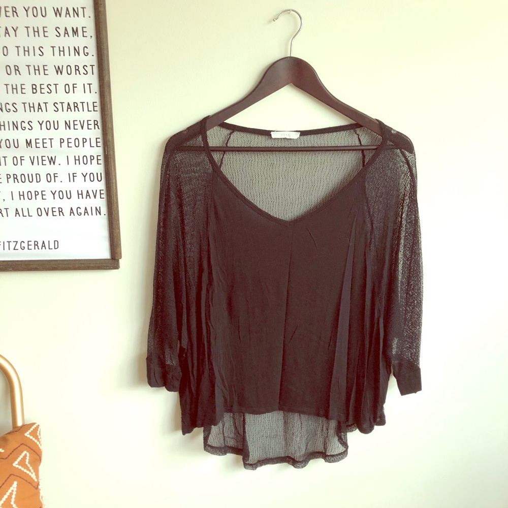 Black mesh top